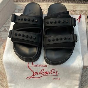 Christian Louboutin DADDY POOL DONNA Spiked Studded Flat Slide Sandal Shoes